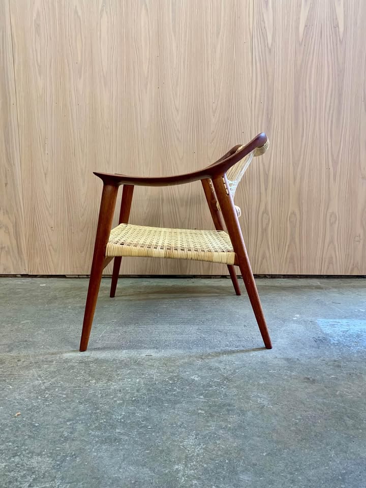 1950s Norwegian Teak and Cane “Bambi” Lounge Chair by Rastad and Relling