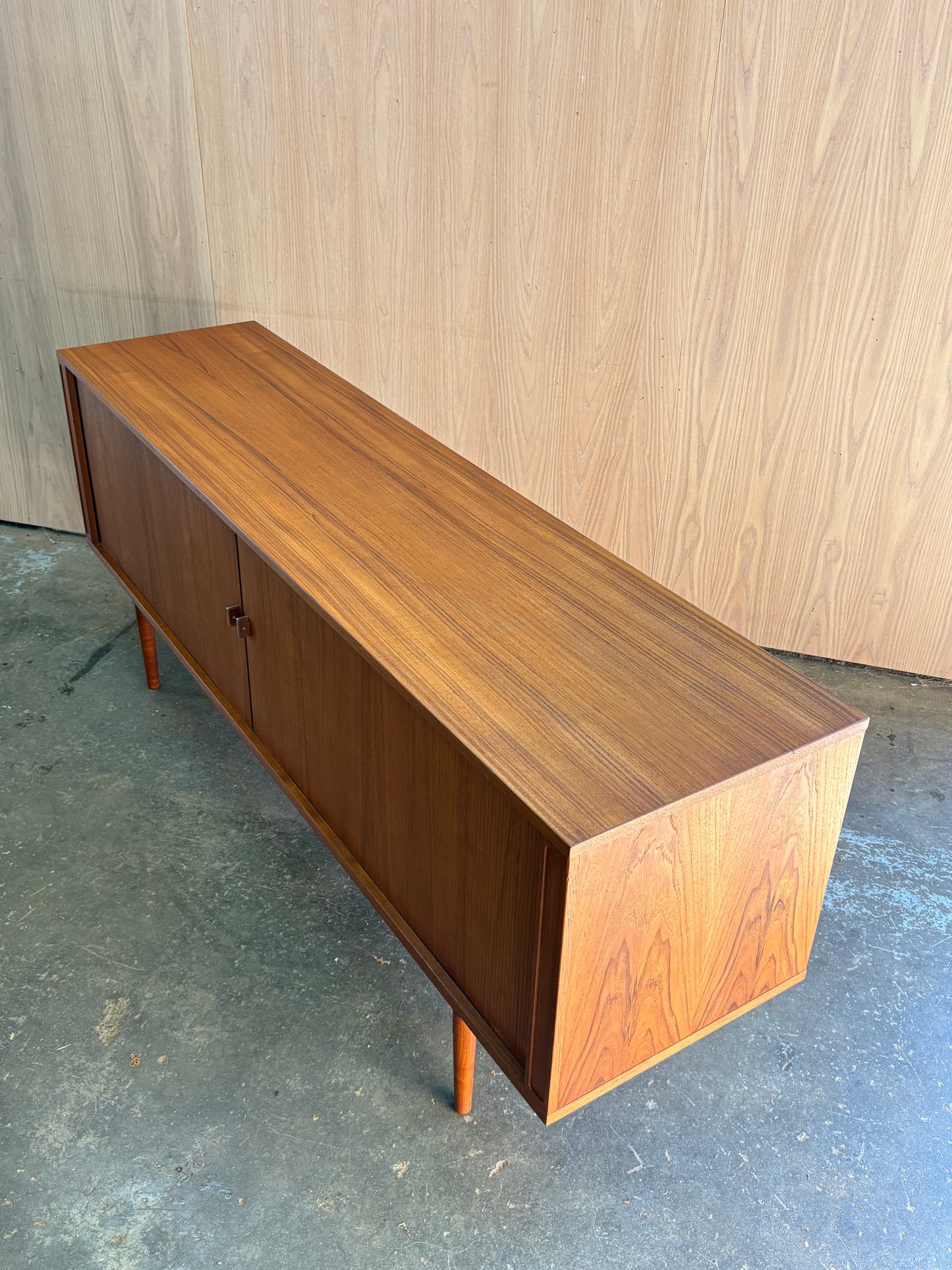 1960s Danish Teak Tambour Credenza Sideboard by Peter Lovig Nielsen