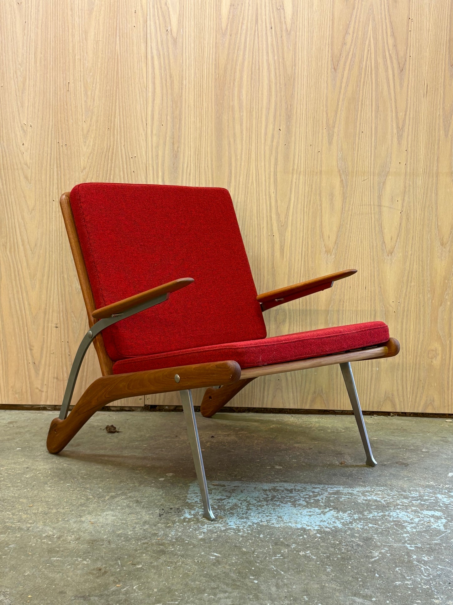 1960s Danish Teak and Steel Lounge Chair by Arne Hovmand-Olsen