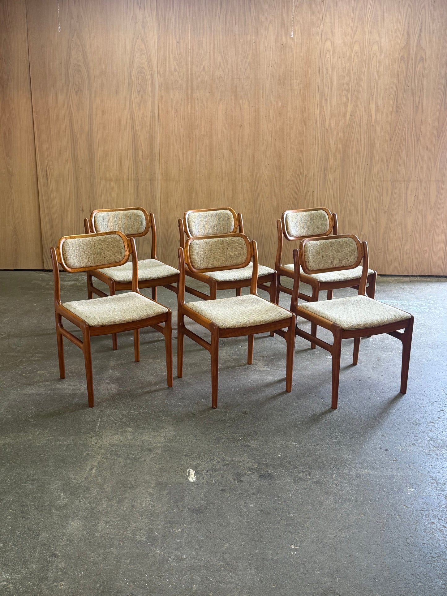1970s Dining Chair set of 6 by Johannes Andersen for D Scan in solid teak