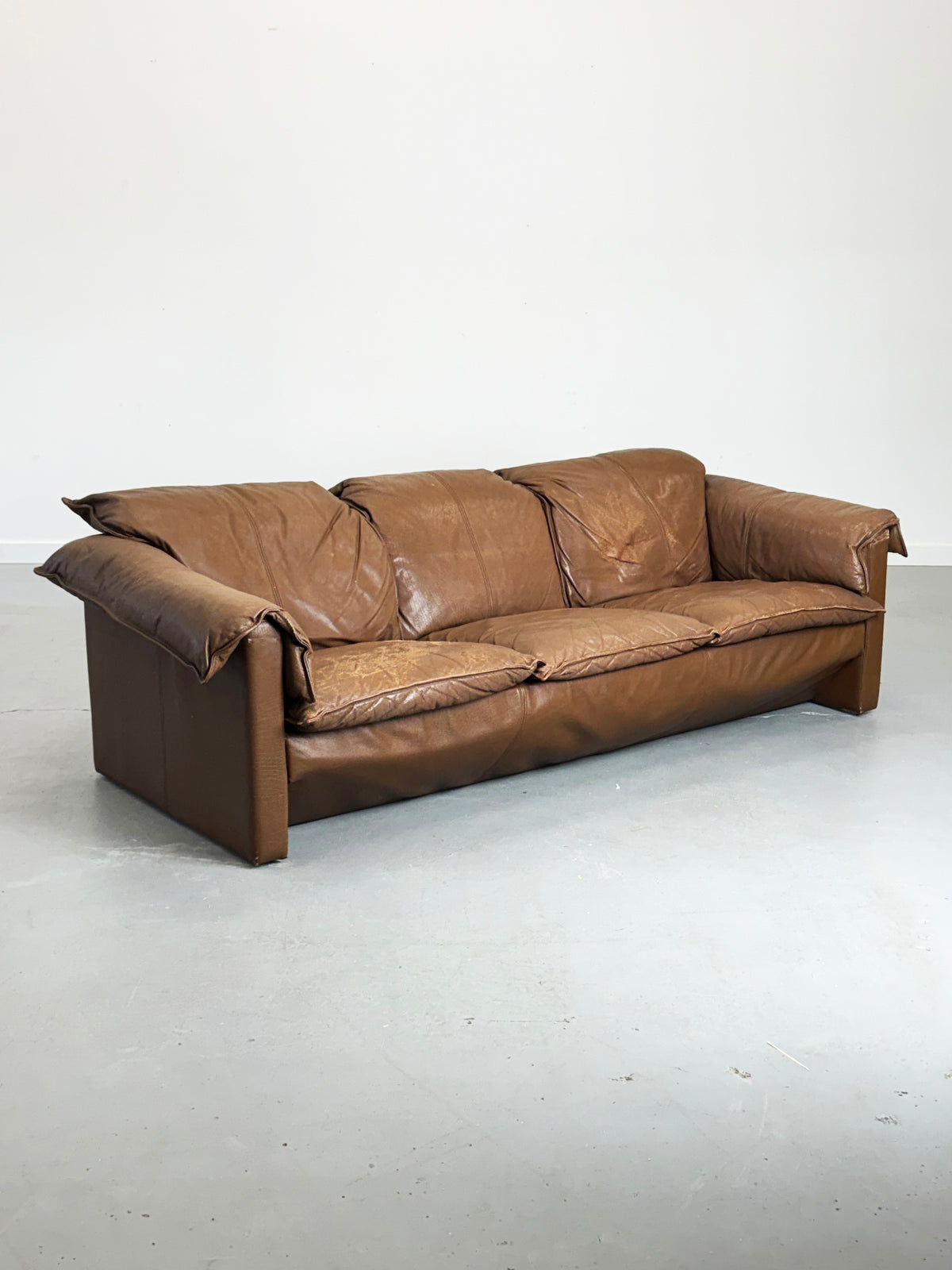 1980s Niels Eilersen Three-Seat Sofa in Aniline Leather, Denmark.