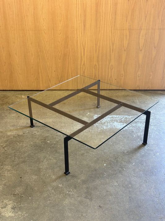 Contemporary PK61 Coffee Table After Poul Kjærholm in glass and steel