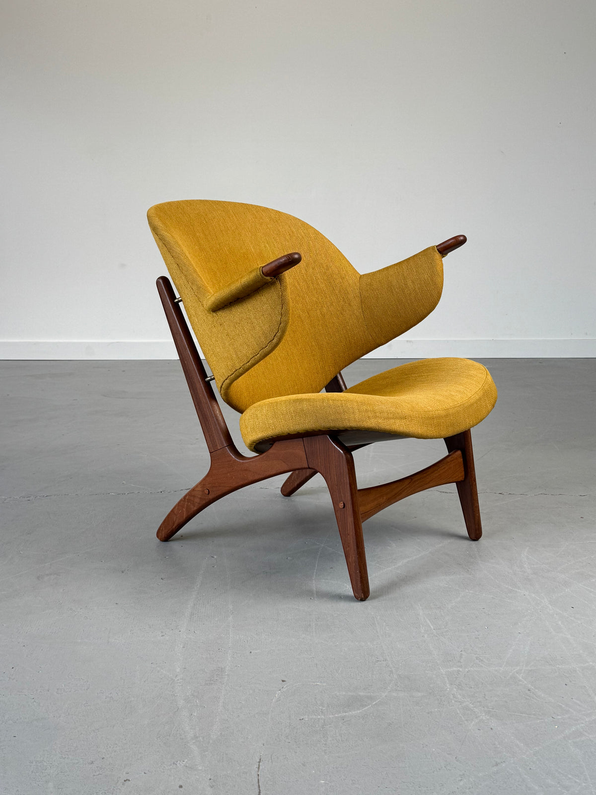 1950s Model 33 Easy Chair by Carl Edward Matthes in teak and original mustard yellow wool.