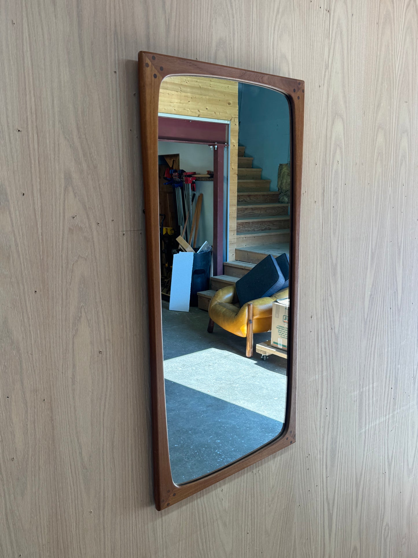 1960s Large Wall Mirror by Aksel Kjersgaard in solid teak
