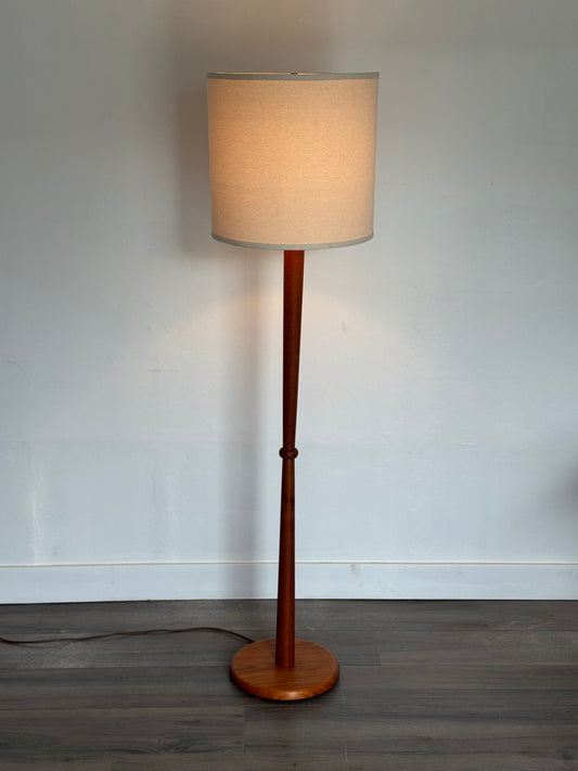 1960s Danish Modern Teak Floor Lamp with Drum Shade