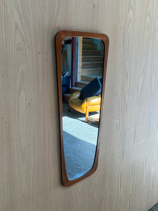 1960s Sculptural Danish Modern Wall Mirror in teak