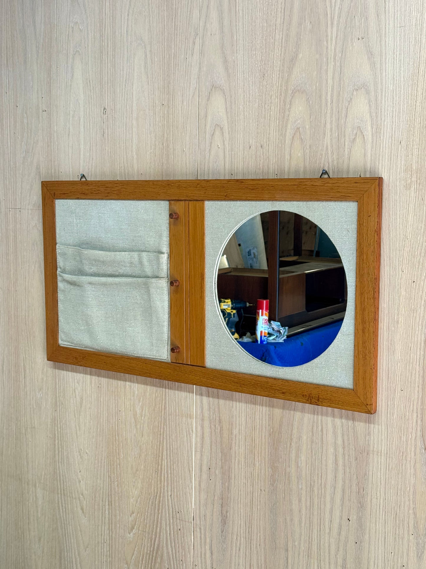 1960s Danish Modern Wall Organizer with Mirror in teak