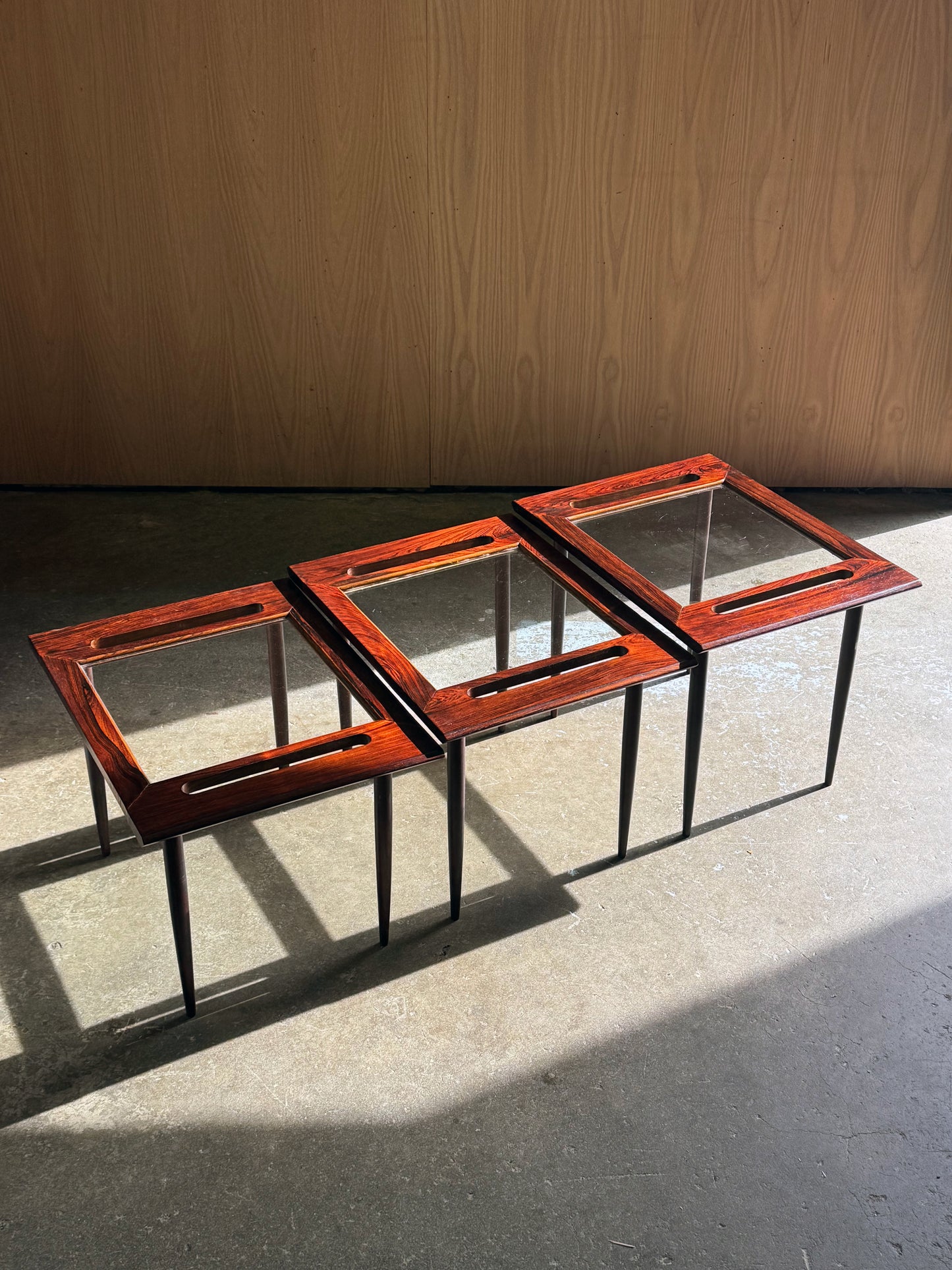 1950s Brazilian rosewood coffee/side table set by Artenova