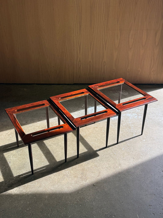 1950s Brazilian rosewood coffee/side table set by Artenova