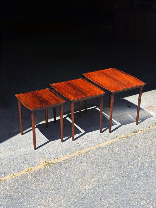 1960s Set of 3 Nesting Tables by Erling Torvits for Heltborg Møbler in rosewood