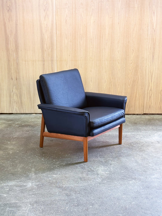 1960s Jupiter Chair by Finn Juhl for France and Son in teak and black leather