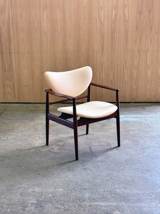 1950s NV48 Dining Chair by Finn Juhl for Niels Vodder in teak and Sorensen vegetal leather