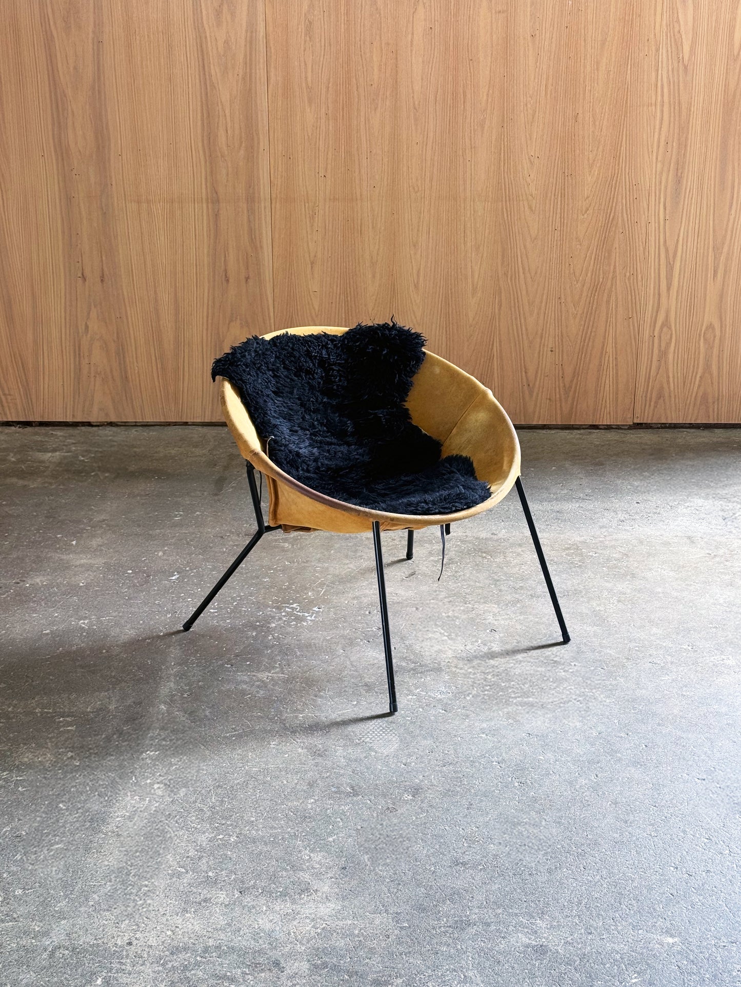 1960s Balloon Chair Pair by Hans Olsen for Lea Design in steel and mustard leather