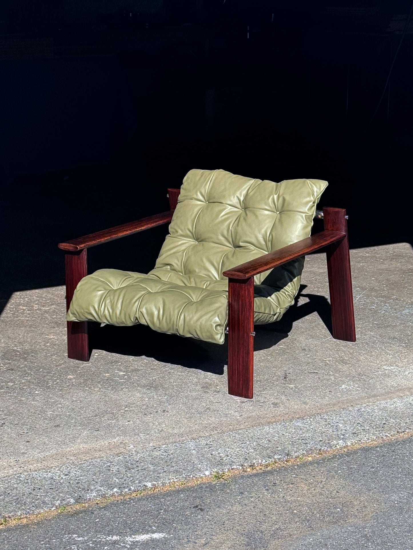 1970s MP 129 Lounge Chair by Percival Lafer in green leather