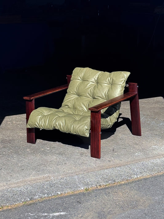 1970s MP 129 Lounge Chair by Percival Lafer in green leather