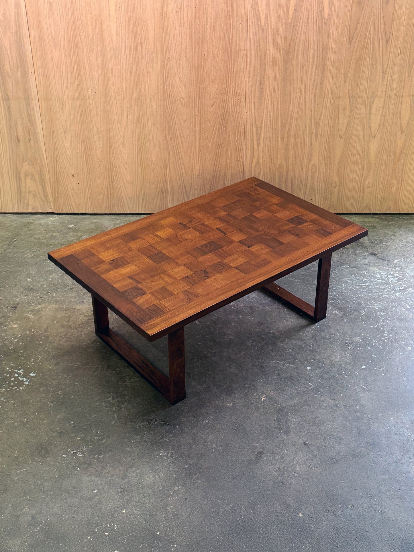 1960s parquetry coffee table rectangular by Poul Cadovius for France and Son in rosewood