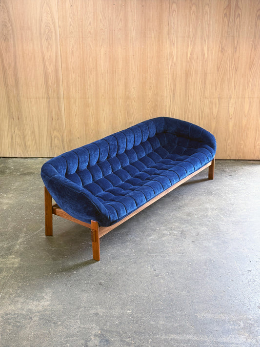 1960s Pod Sofa by R Huber in teak and blue upholstery