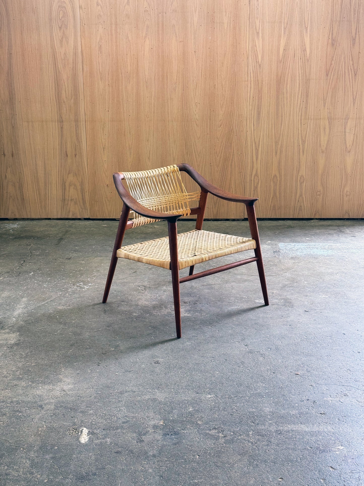 1950s Bambi Lounge Chair by Rolf Rastad and Adolf Relling for Gustav Bahus in teak and cane