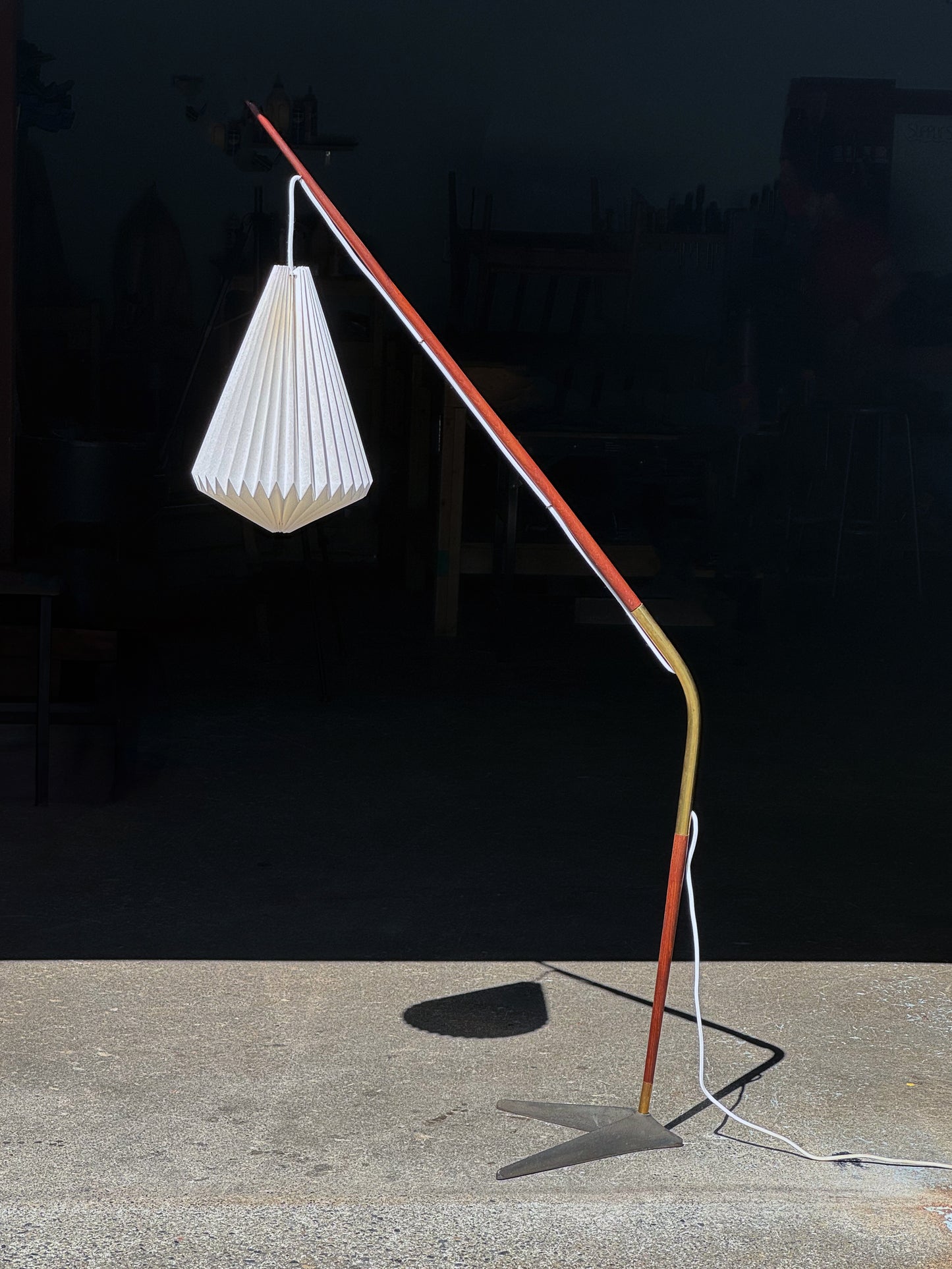 1960s "Fishing Pole" Floor Lamp by Svend Aage Holm-Sørensen in teak and brass
