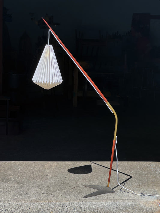 1960s "Fishing Pole" Floor Lamp by Svend Aage Holm-Sørensen in teak and brass