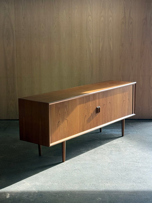 1960s Tambour Door Teak Sideboard by Svend Aage Larsen for Faarup Mobelfabrik