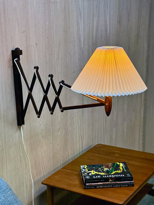 1960s Wall Lamp Model 332 334 by Le Klint in rosewood and pleated shade