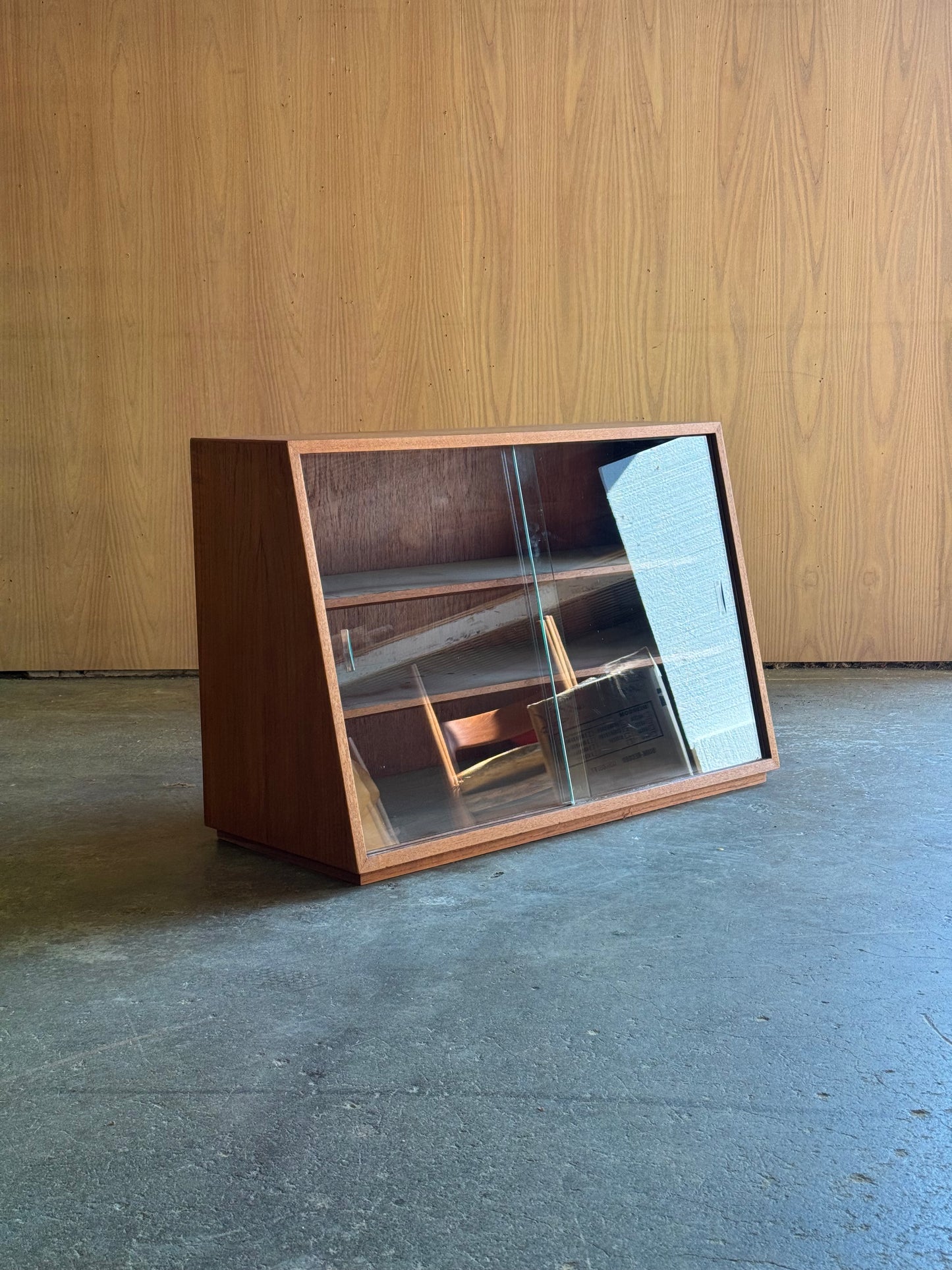 1960s Danish Modern Slanted Display Cabinet in teak