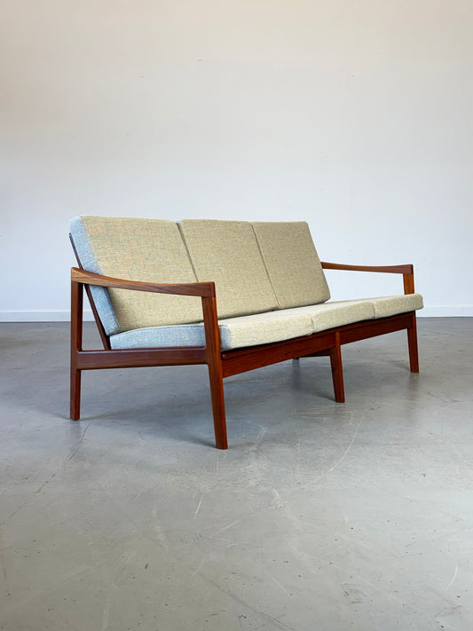 1960s Canadian Solid Teak Open Arm Sofa