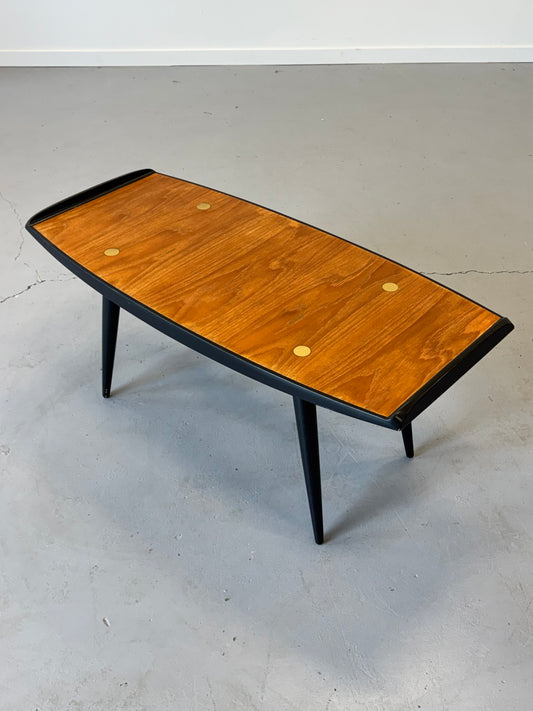 1950s Erik Gustafsson Model 311 Teak and Brass Coffee Table for Treman, Sweden.