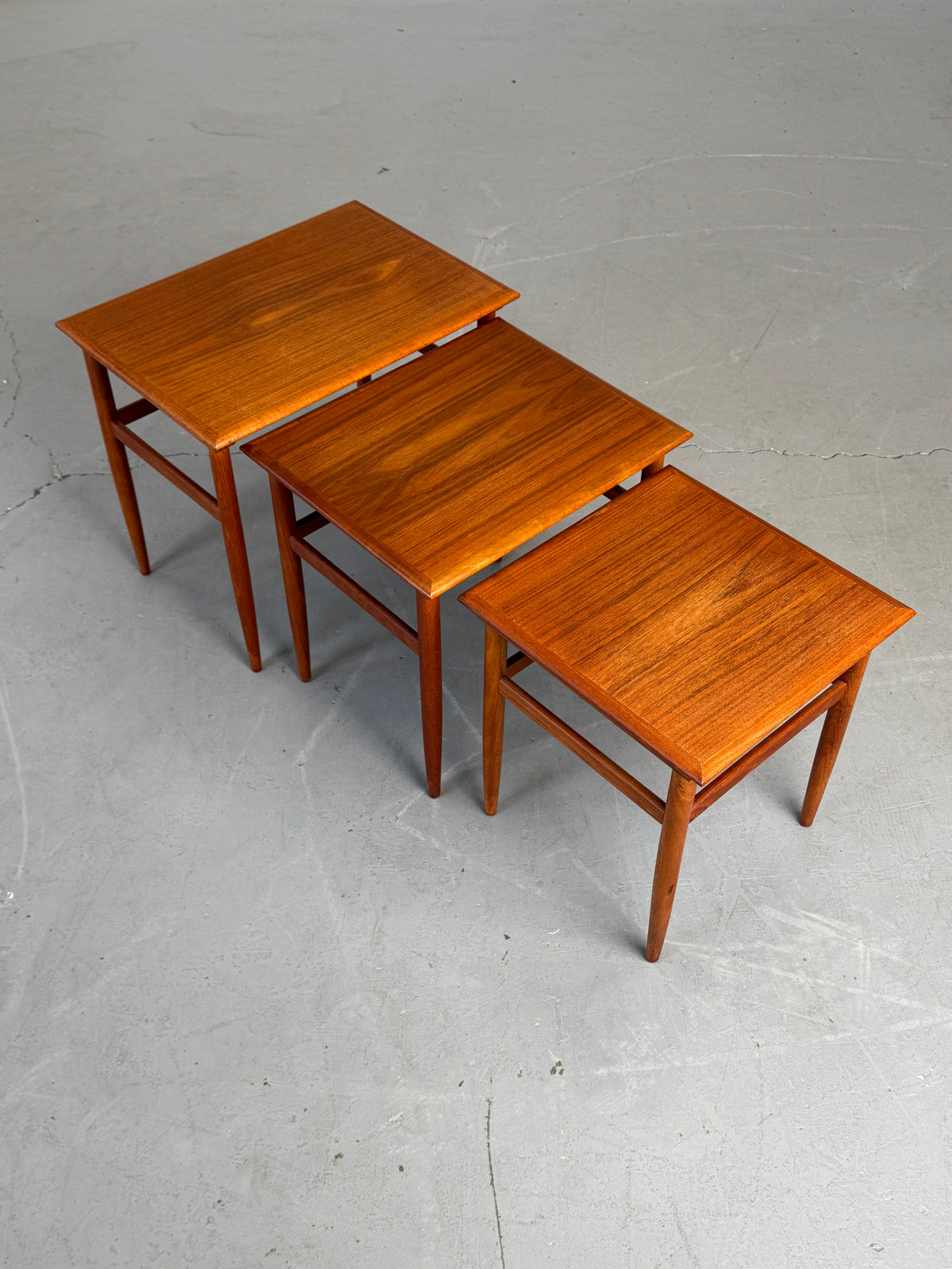 1960s Danish Modern Teak Nesting Tables, Set of Three.