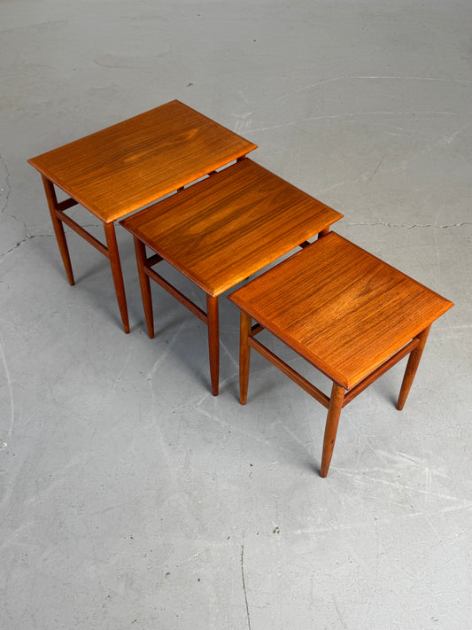 1960s Danish Modern Teak Nesting Tables, Set of Three.