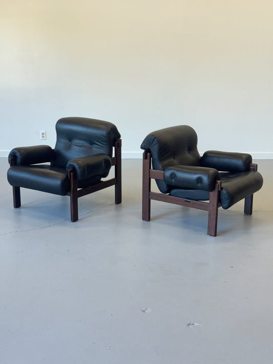 1970s Copa Lounge Chairs by Jean Gillon for Italma in Solid Imbuia