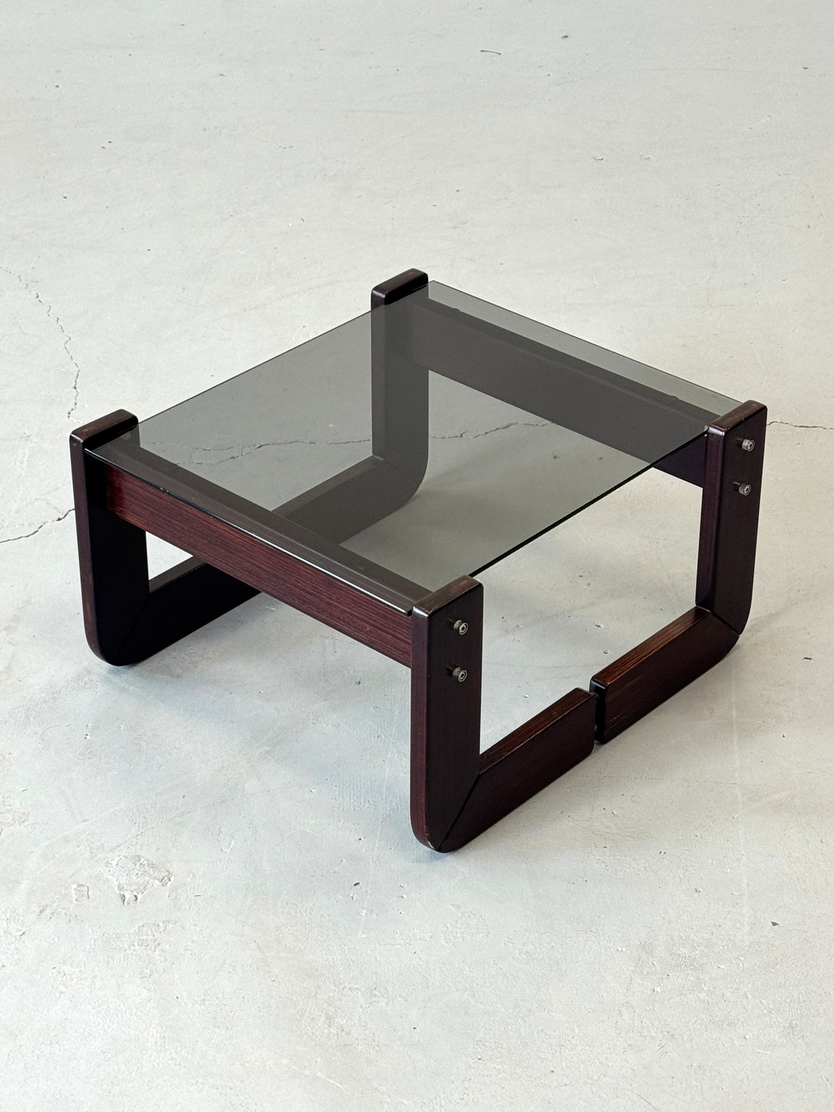 1970s Percival Lafer MP-97 Side Table in Jatobá and Smoked Glass, Brazil.
