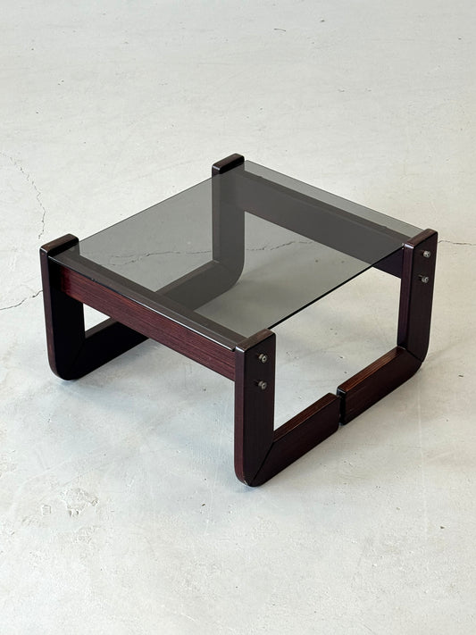 1970s Percival Lafer MP-97 Side Table in Jatobá and Smoked Glass, Brazil.