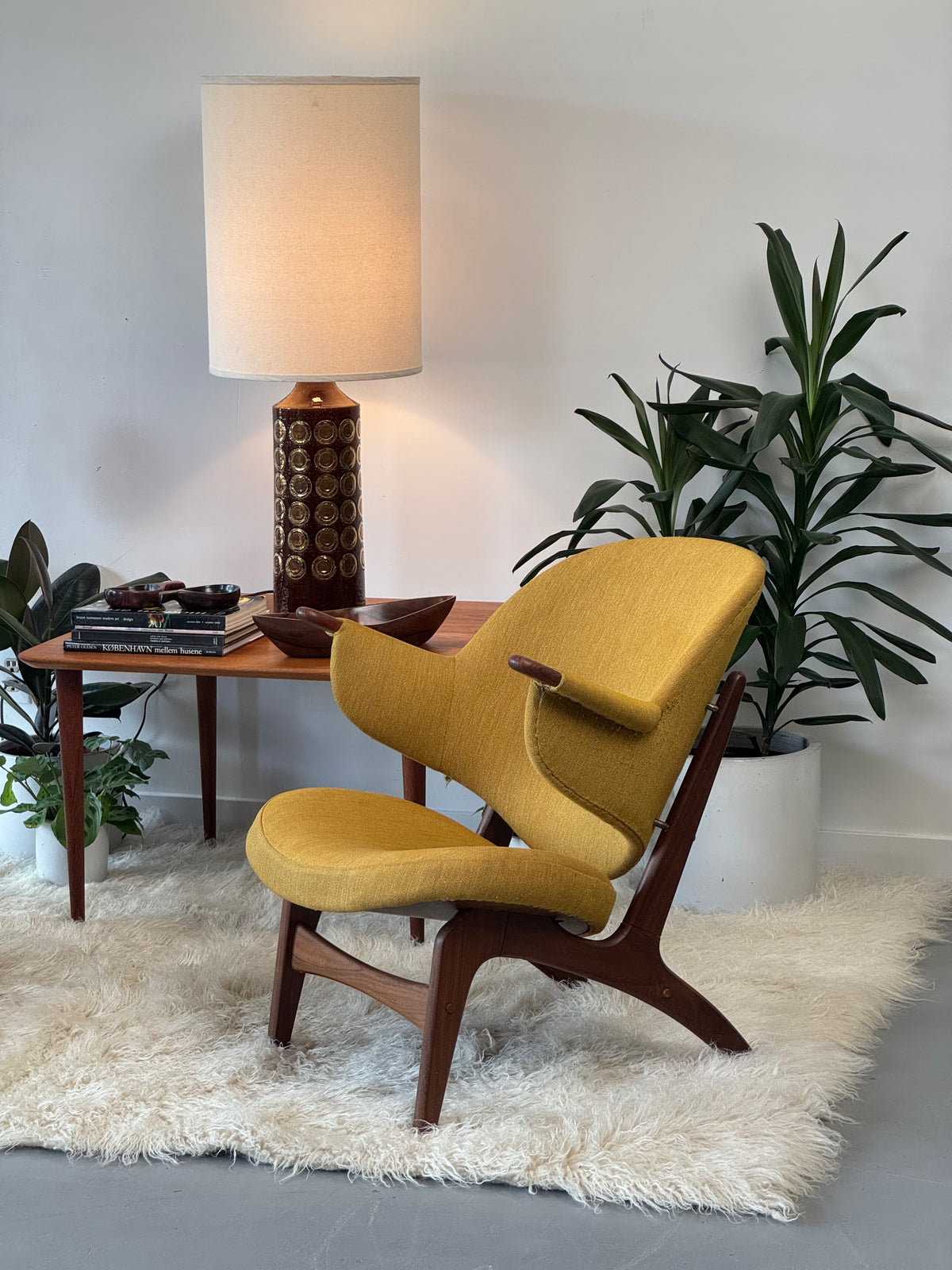 1950s Model 33 Easy Chair by Carl Edward Matthes in teak and original mustard yellow wool.