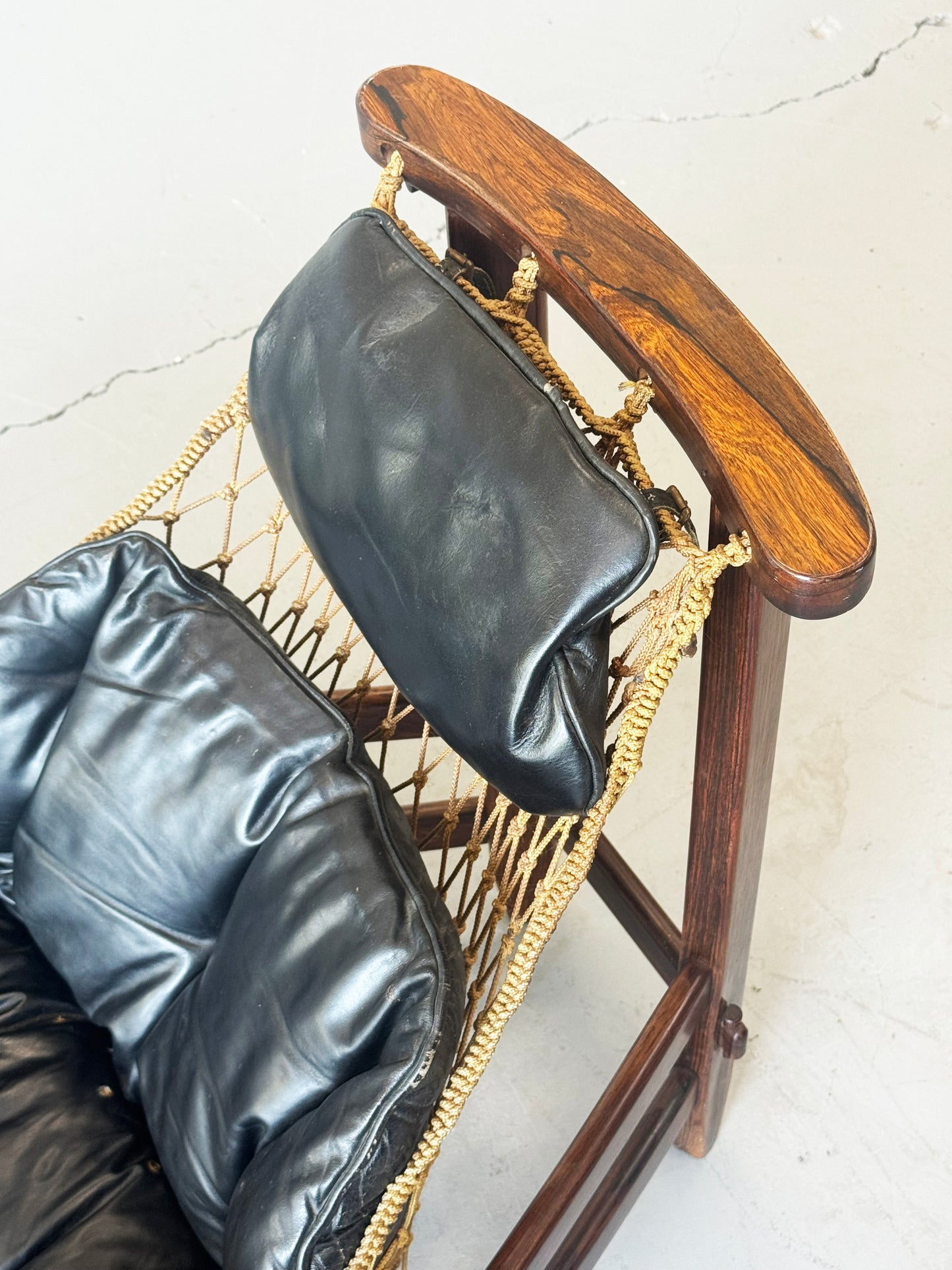 1960s Jangada Lounge Chair and Ottoman by Jean Gillon in rosewood and black leather