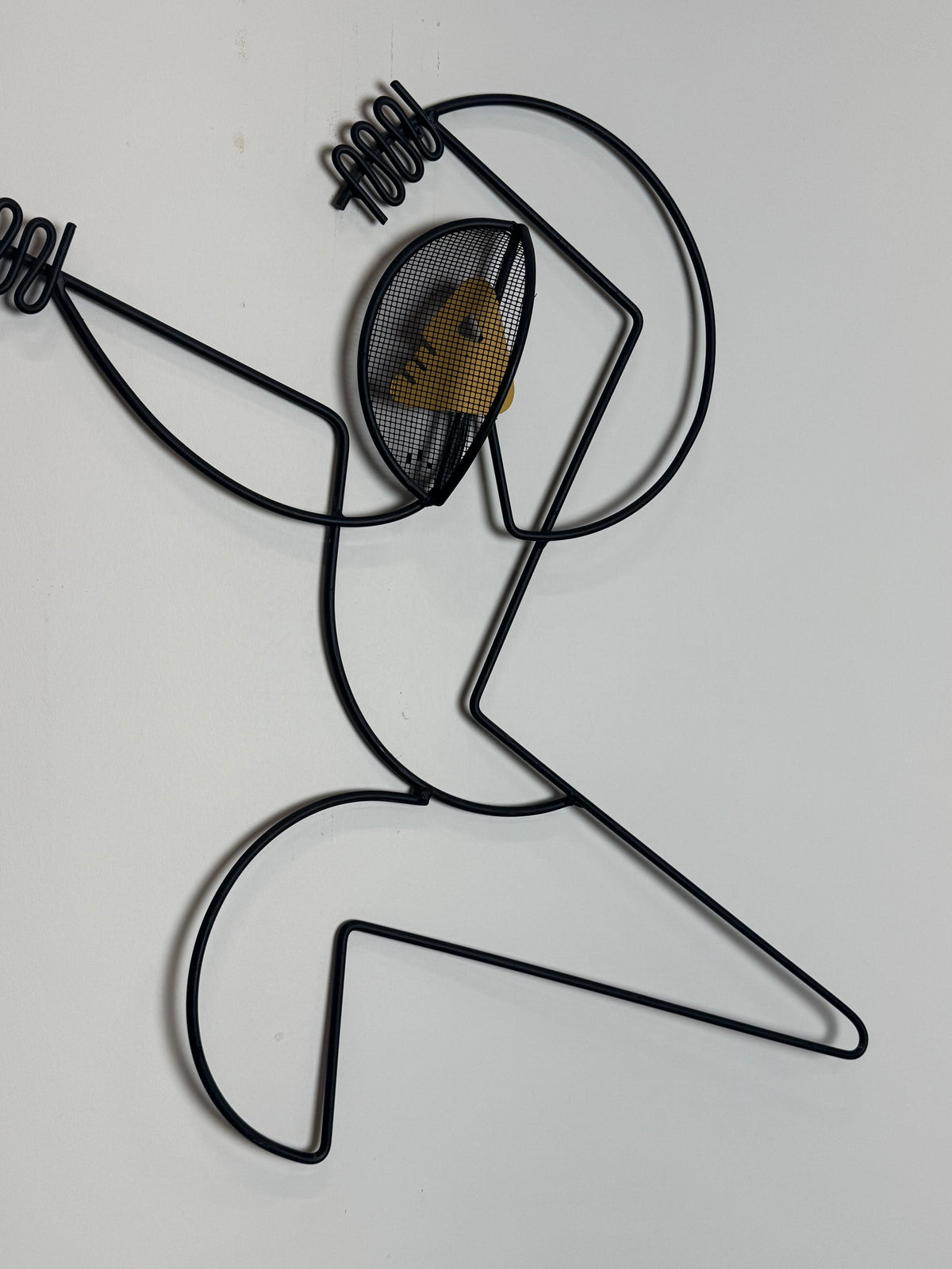 1950s Pair of Fencing Wire Wall Sculptures by Frederic Weinberg, USA.