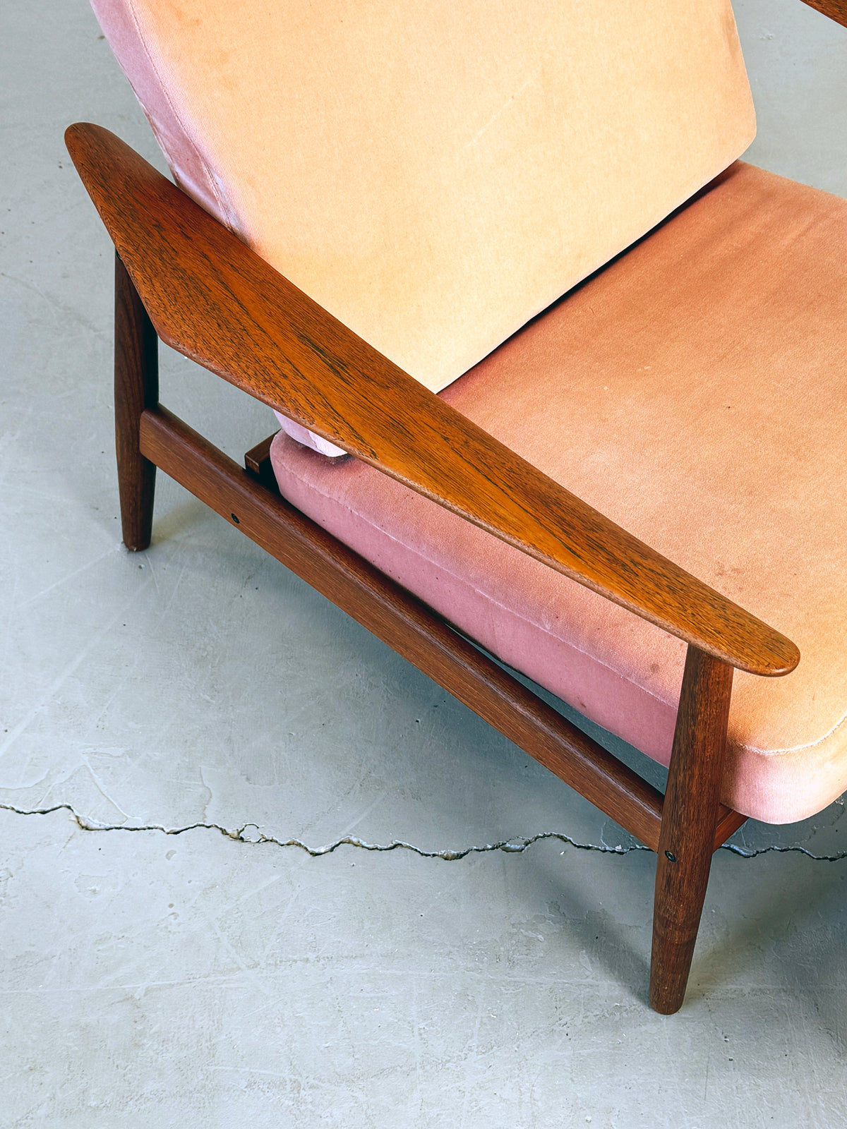 1960s Arne Vodder Model FD 164 Reclining Lounge Chair and Ottoman for France & Søn, Denmark.