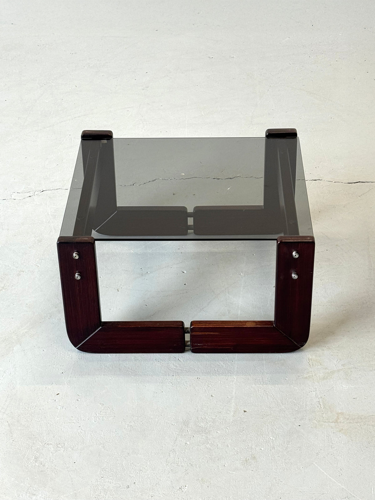 1970s Percival Lafer MP-97 Side Table in Jatobá and Smoked Glass, Brazil.