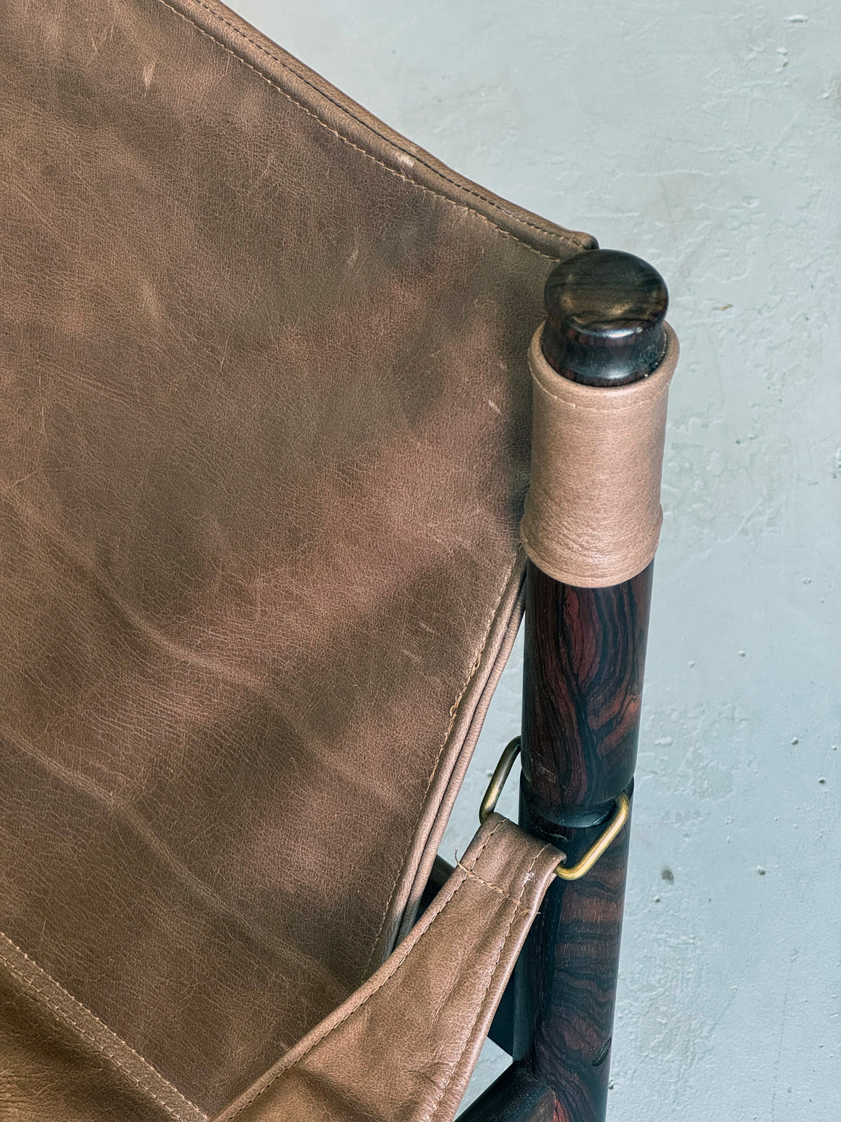 1960s Erik Wørts Safari Chair in Rosewood and Leather for Niels Eilersen, Denmark.