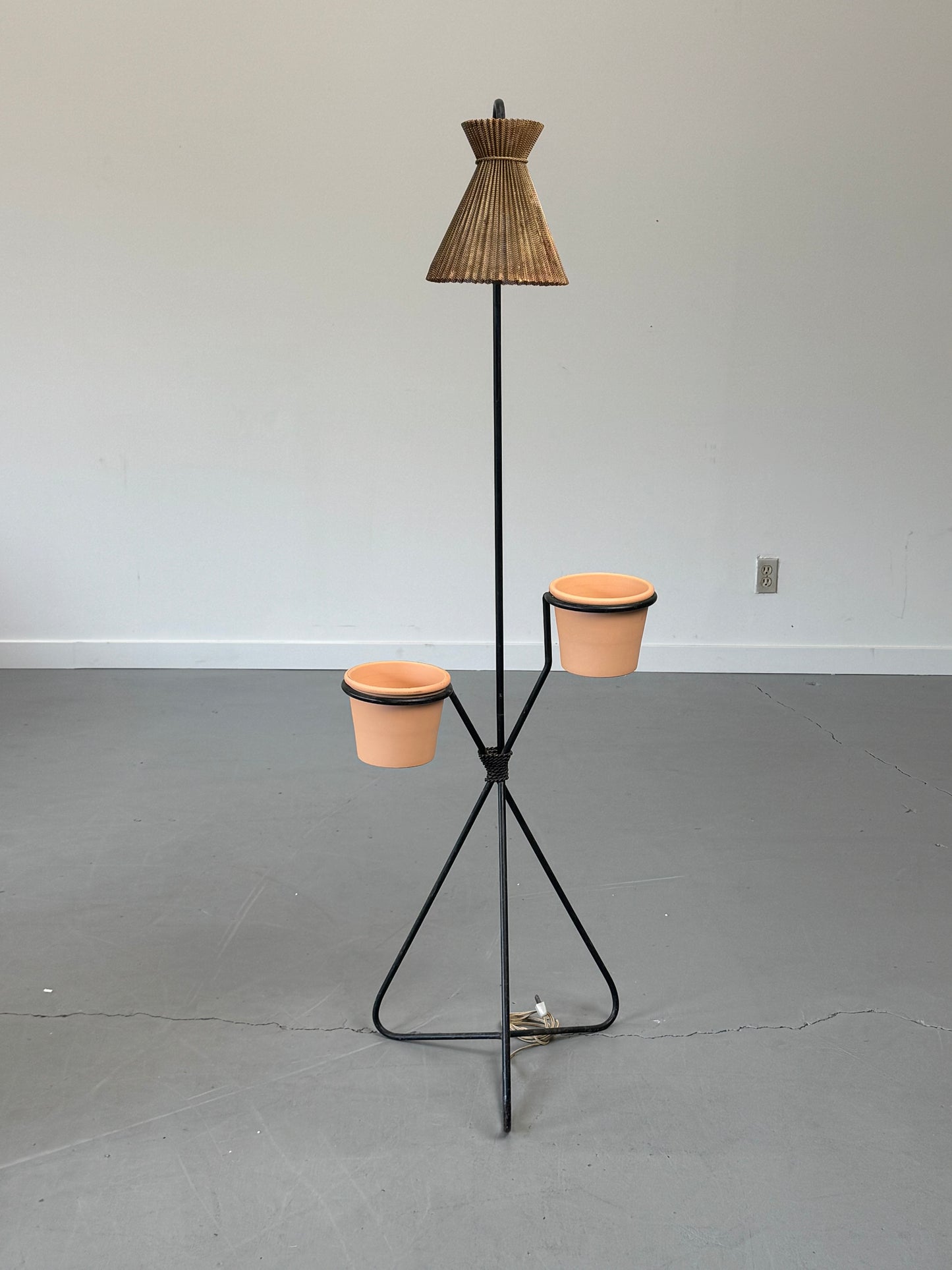 1950s Mathieu Matégot Floor Lamp and Planter, France.