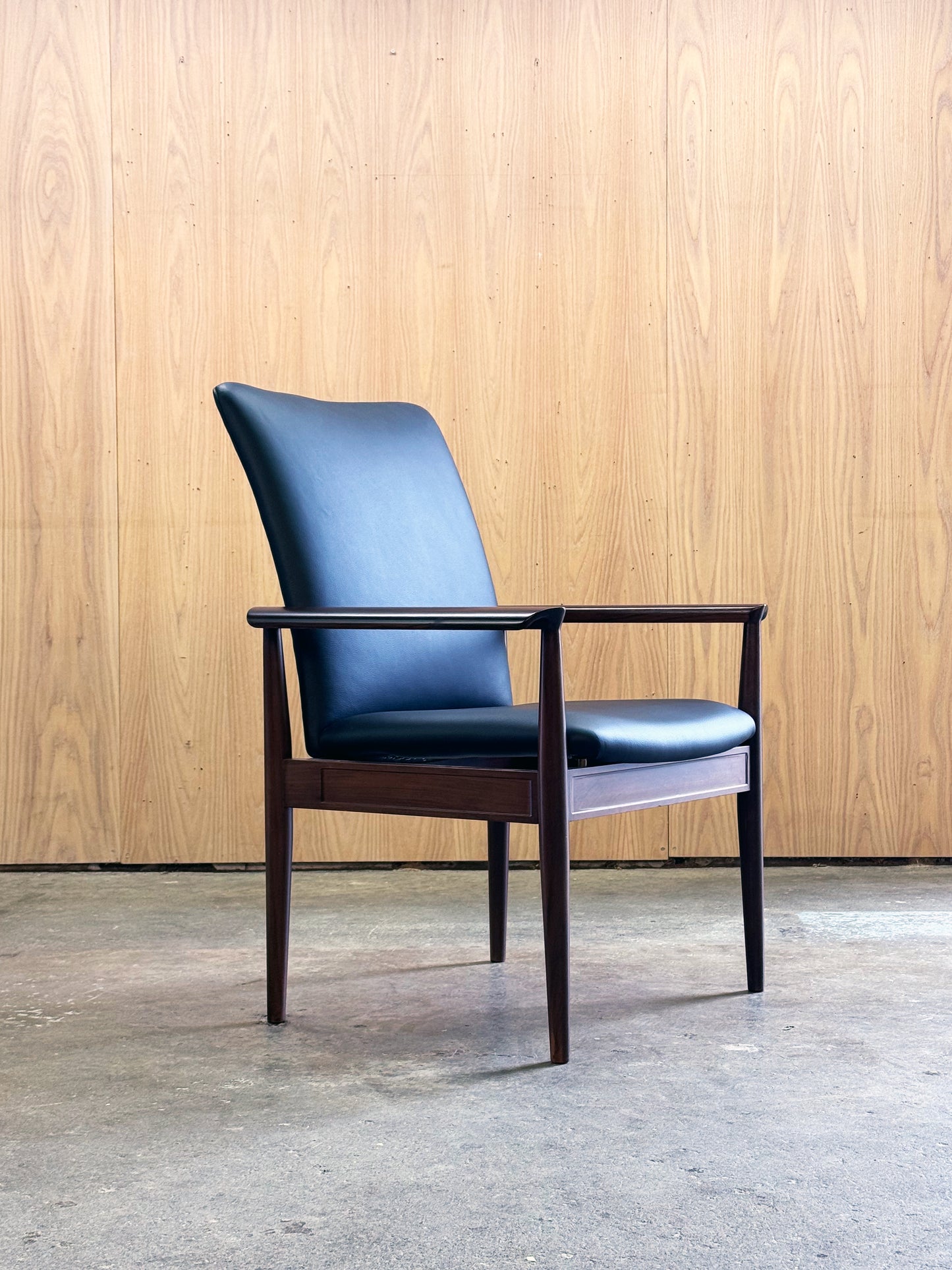 1970s Diplomat Chair by Finn Juhl for Cado in rosewood and black leather