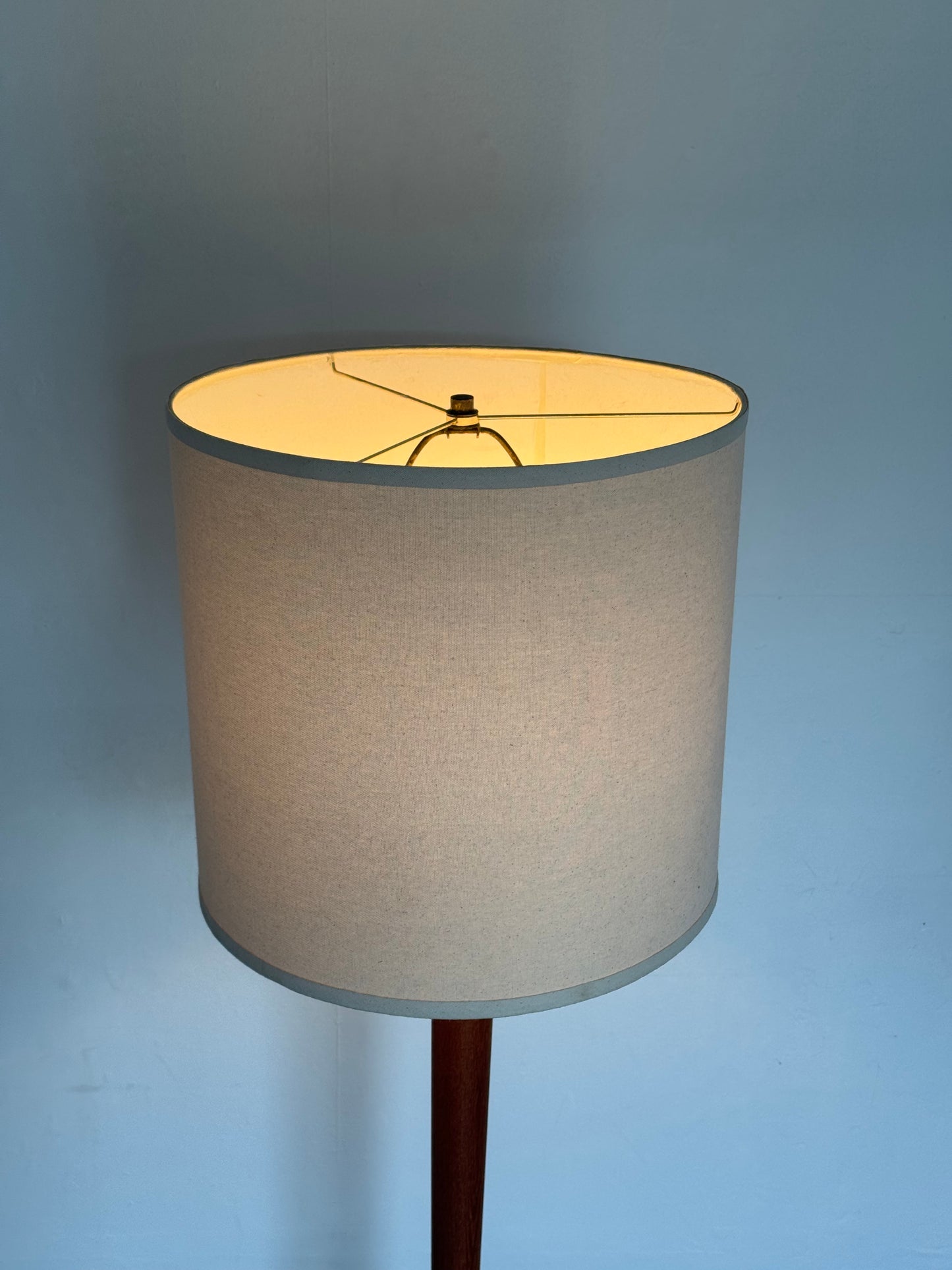 1960s Danish Modern Teak Floor Lamp with Drum Shade