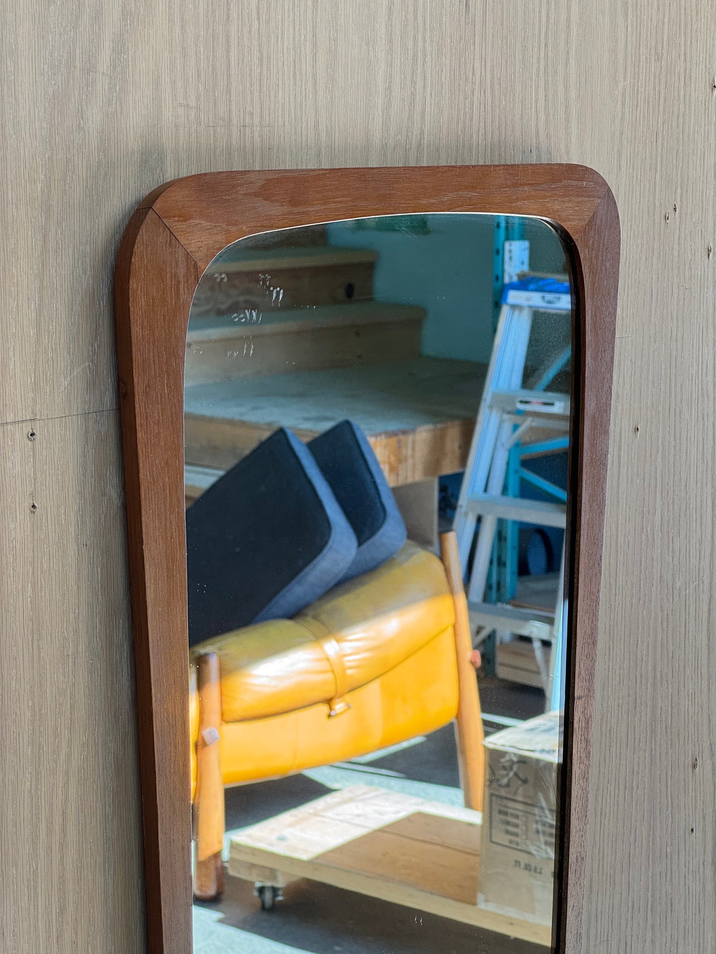 1960s Sculptural Danish Modern Wall Mirror in teak