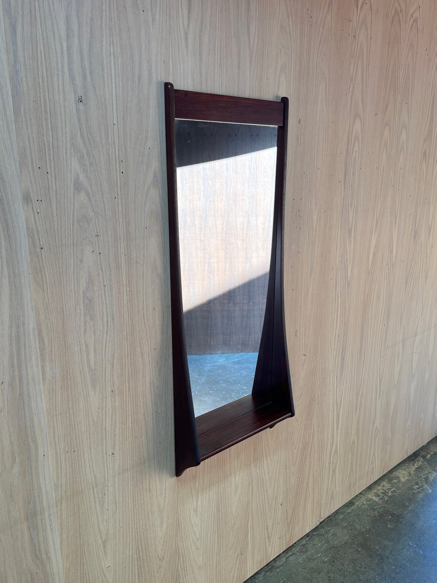 1960s Wall Mirror with Shelf by Aage Pedersen and Leif Hansen for Viby J in rosewood
