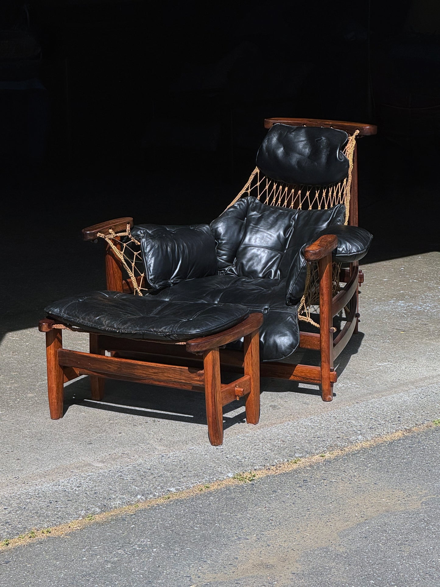 1960s Jangada Lounge Chair and Ottoman by Jean Gillon in rosewood and black leather