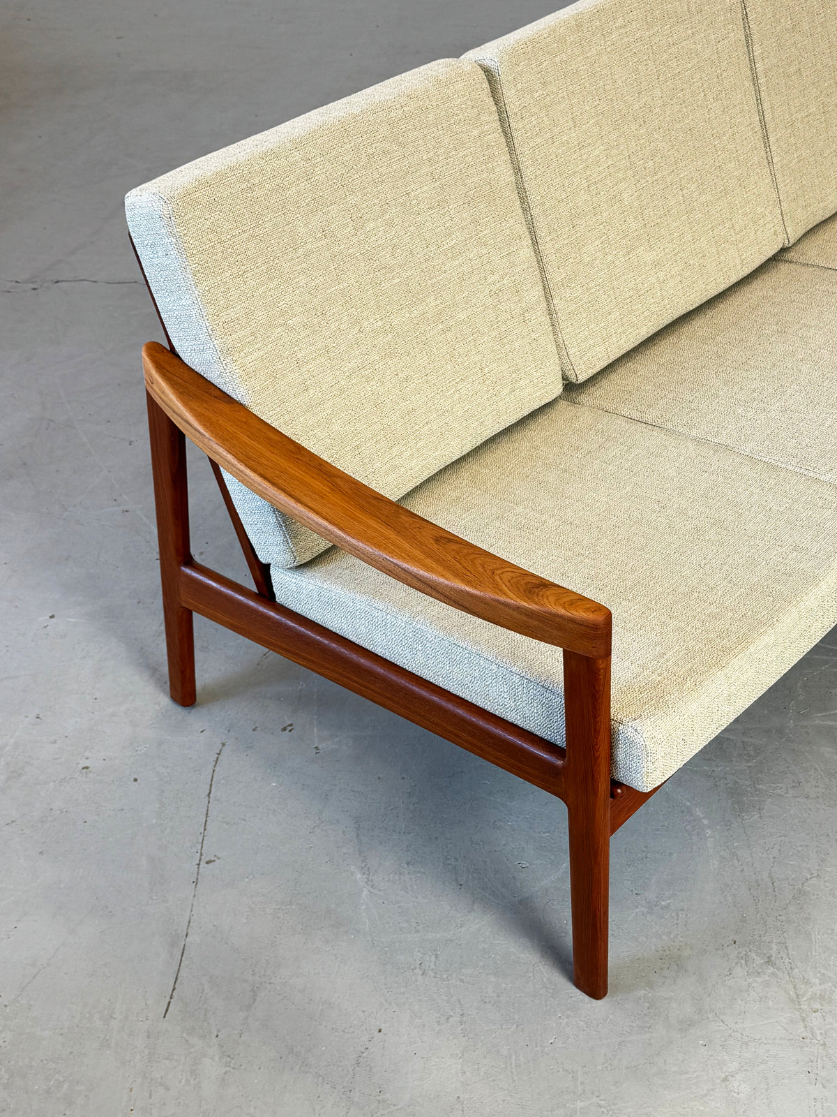 1960s Canadian Solid Teak Open Arm Sofa