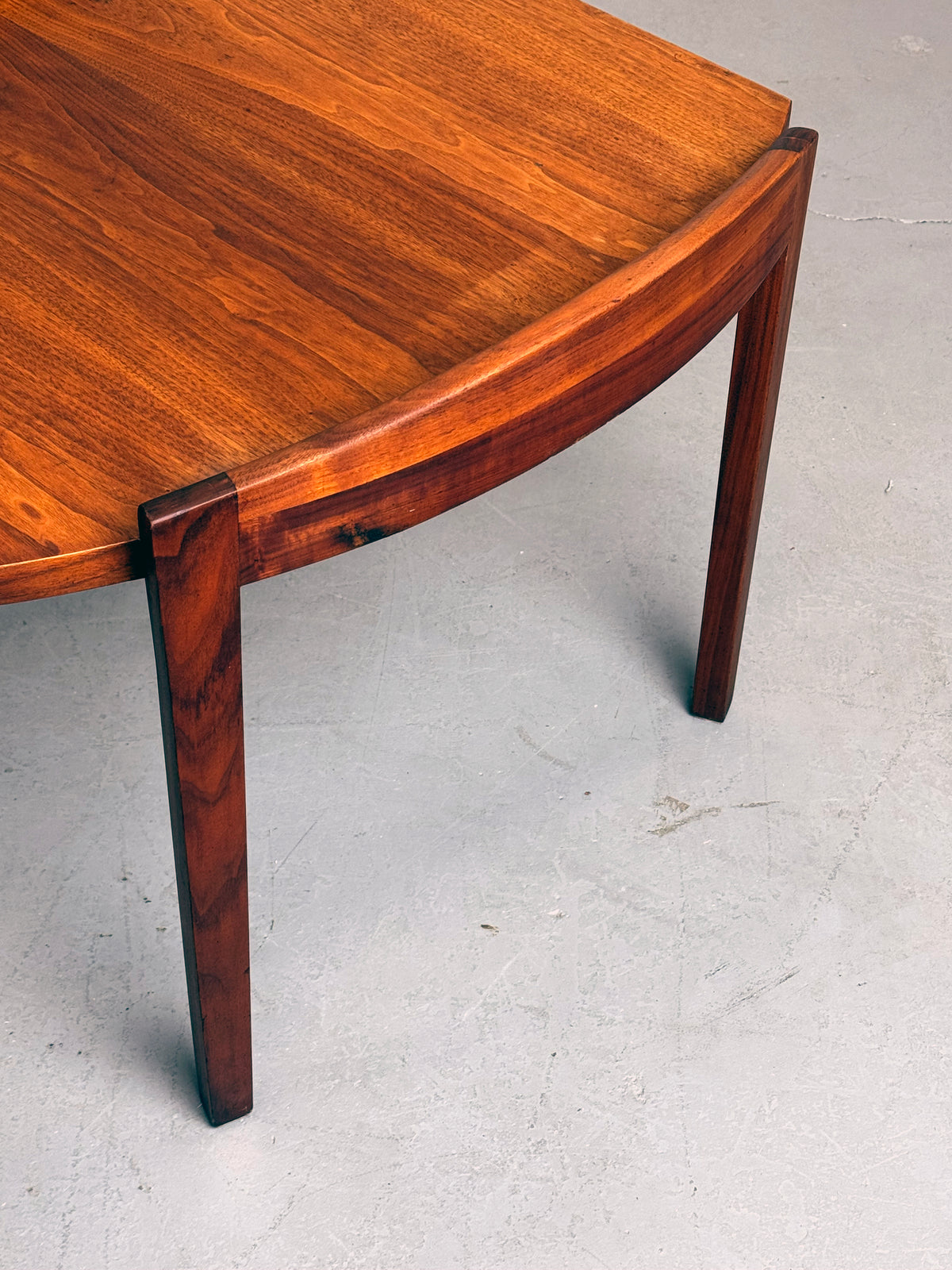 1960s Jens Risom Side Table with sculpted teak frame.