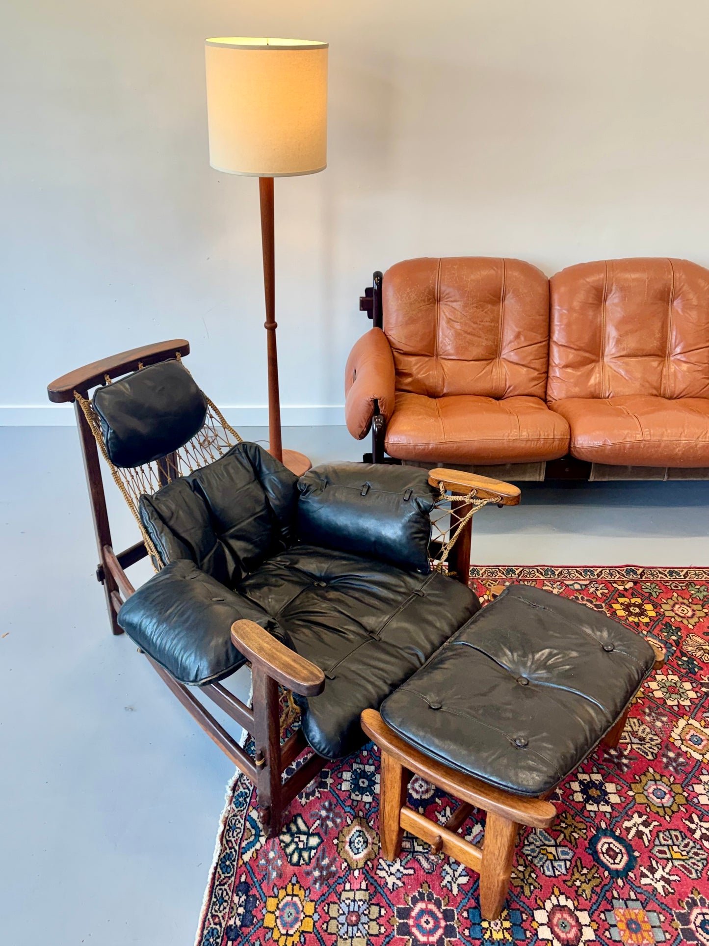 1960s Jangada Lounge Chair and Ottoman by Jean Gillon in rosewood and black leather