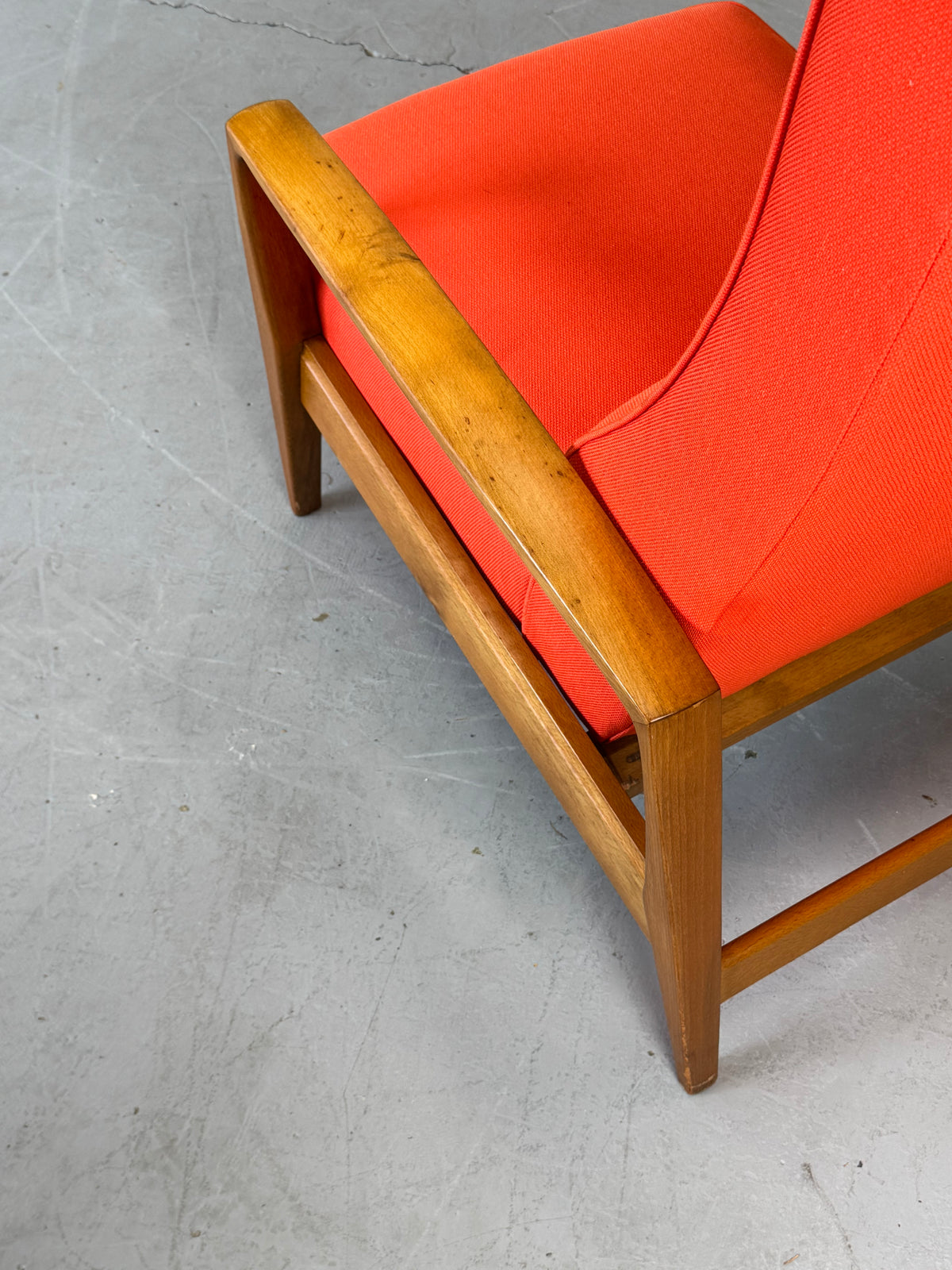 1950s Mid-Century Reclining Lounge Chair with Fold-Out Footrest